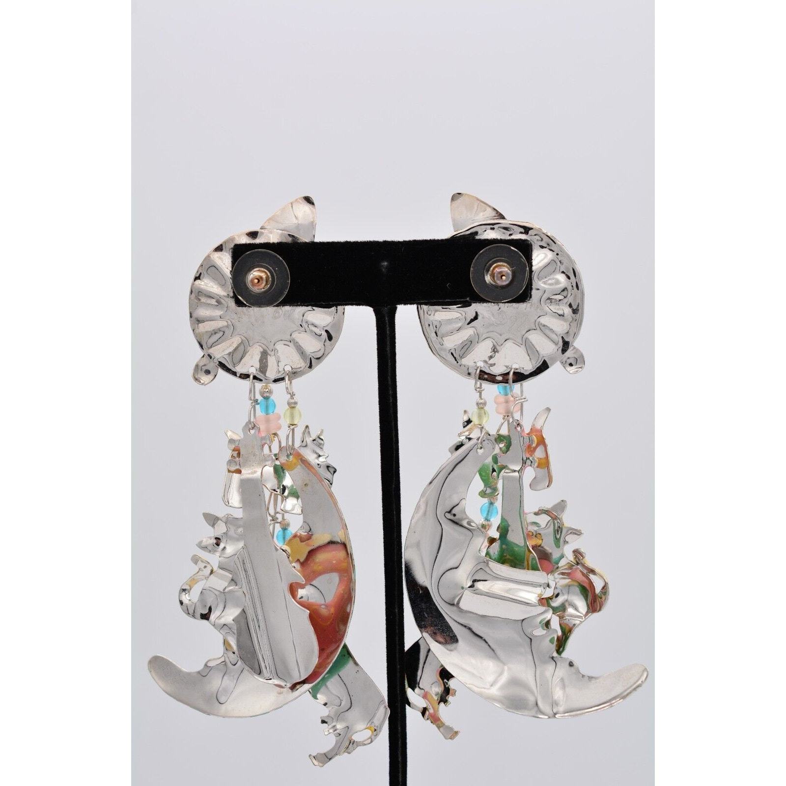 Lunch At The Ritz Vintage Hey Diddle Earrings Dangle Pierced 1980s Signed CARD