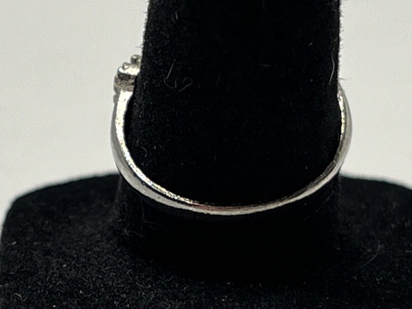 Vintage Silver Tone Ring With Purple Gem Stone Size 6.75 Marked India