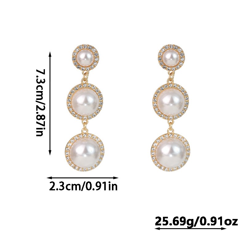 European and American Baroque Pearl Earrings – Retro Full-Diamond Pearl Studs