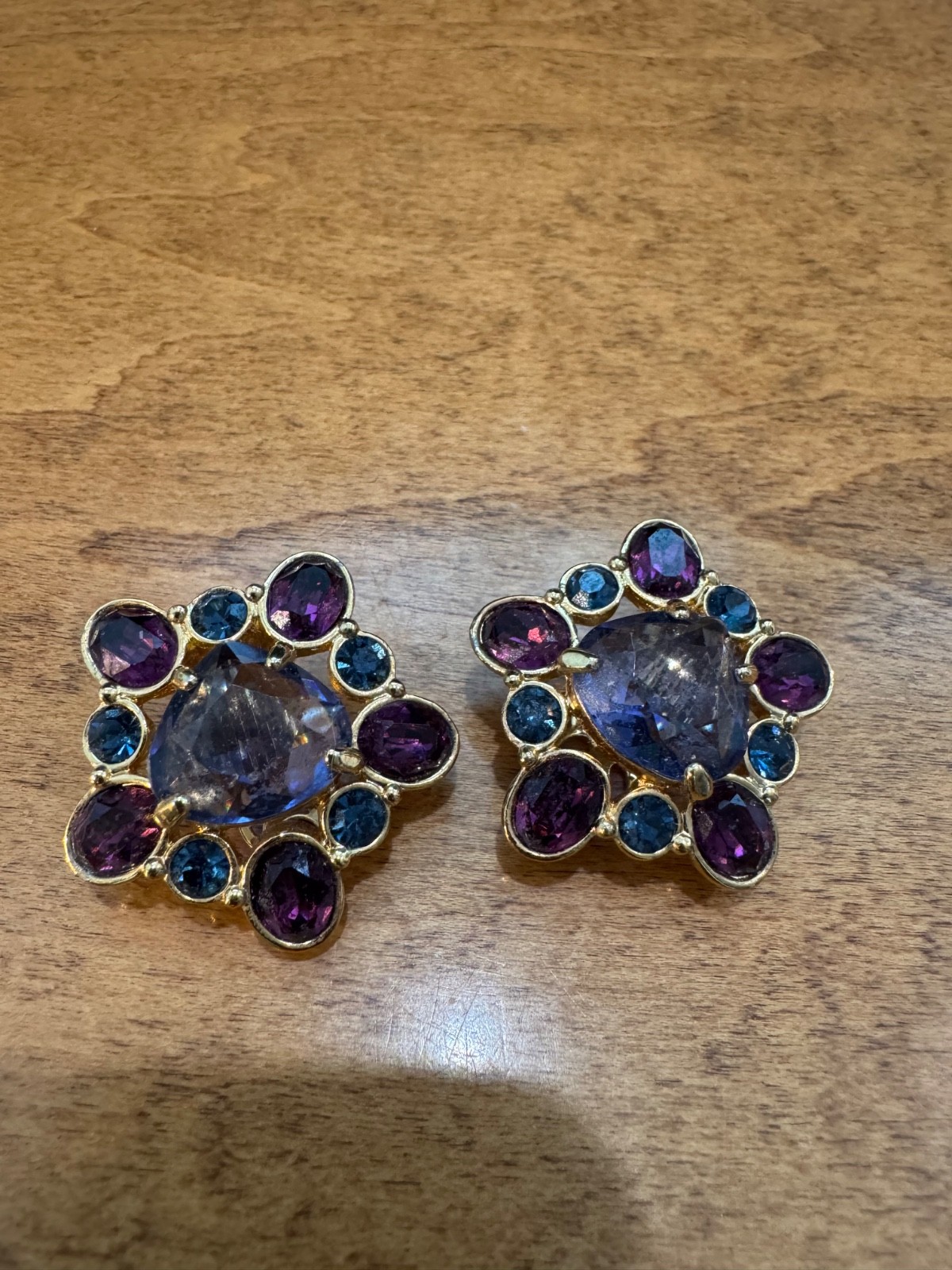 Swarovski Multi-Gemstone Clip On Earrings