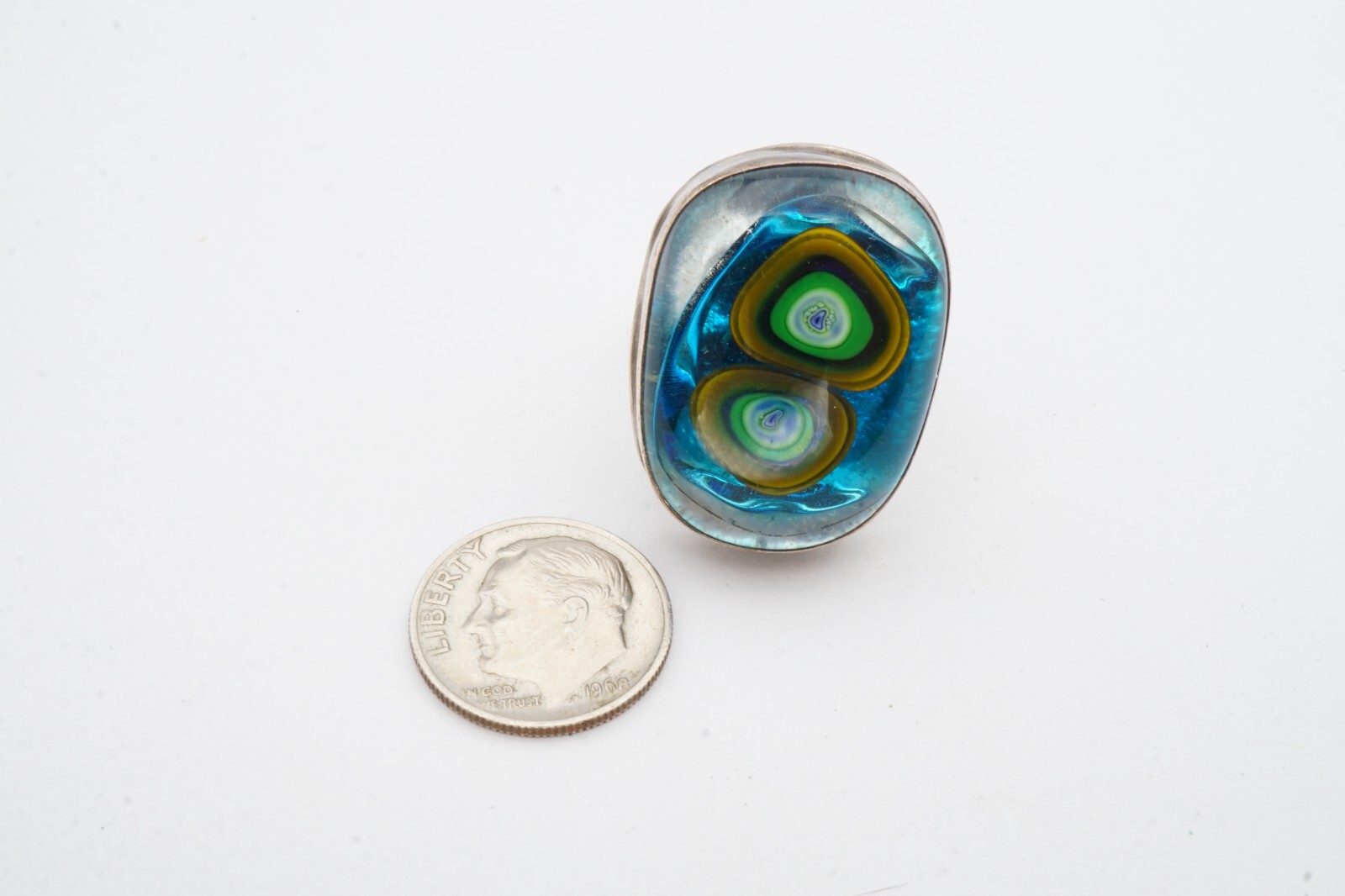 Vintage Sterling Silver 925 Glass Stone Ring Size 7.5