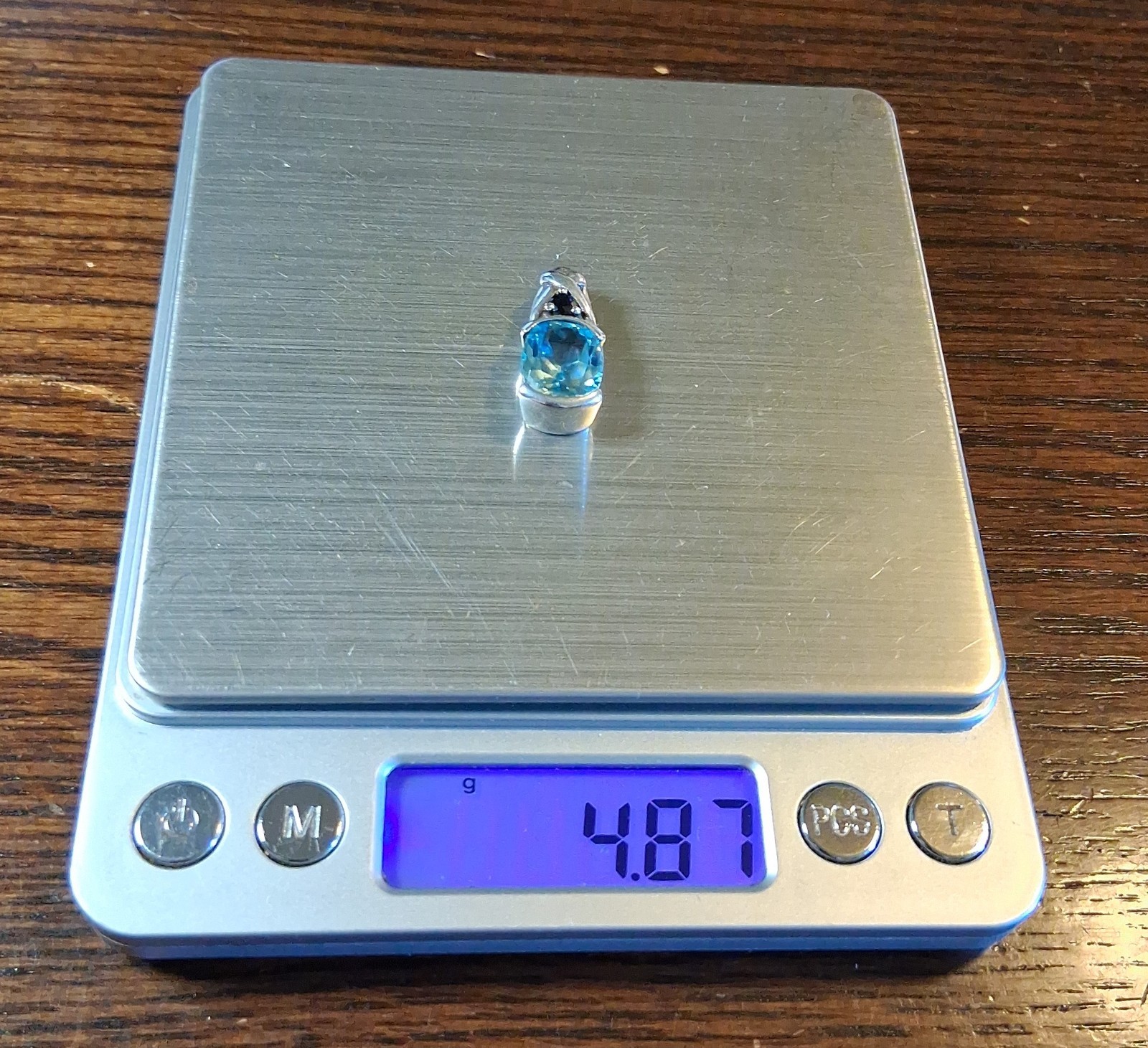 Vintage 1990s Sterling Blue Topaz & Sapphire Pendant 4.8g See Pics/Description