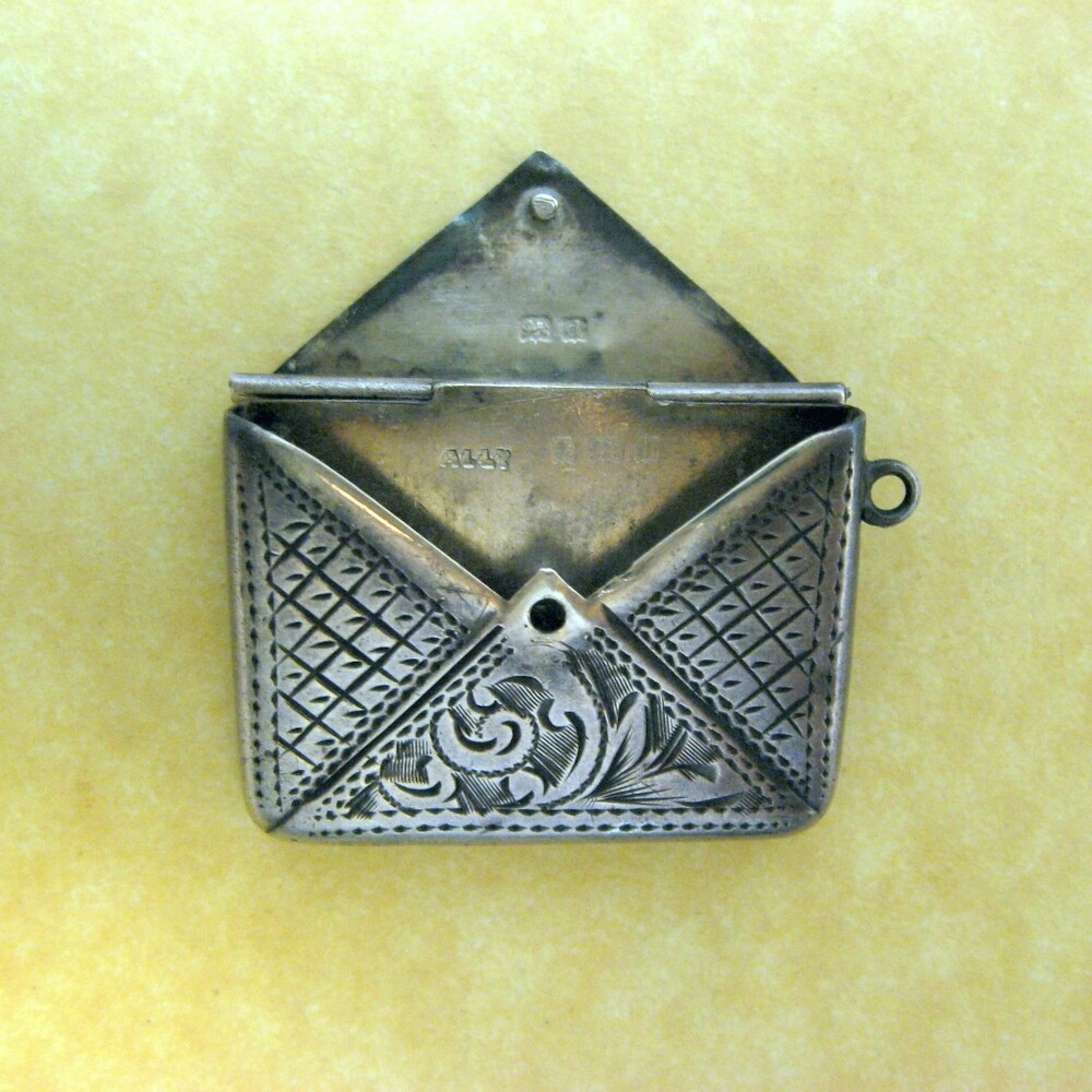 Antique Edwardian Engraved Sterling Silver Stamp Case Charm Adie & Lovekin Ltd