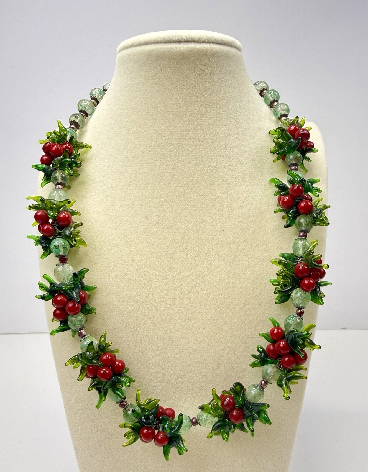Vintage 1950’s Venetian Murano Glass Multi Color FRUIT SALAD Cluster Necklace