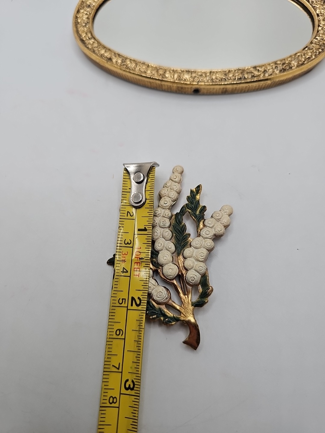Vintage Art Deco 1920’s Wisteria Flower Floral Enamel Gold Tone Brooch Pin