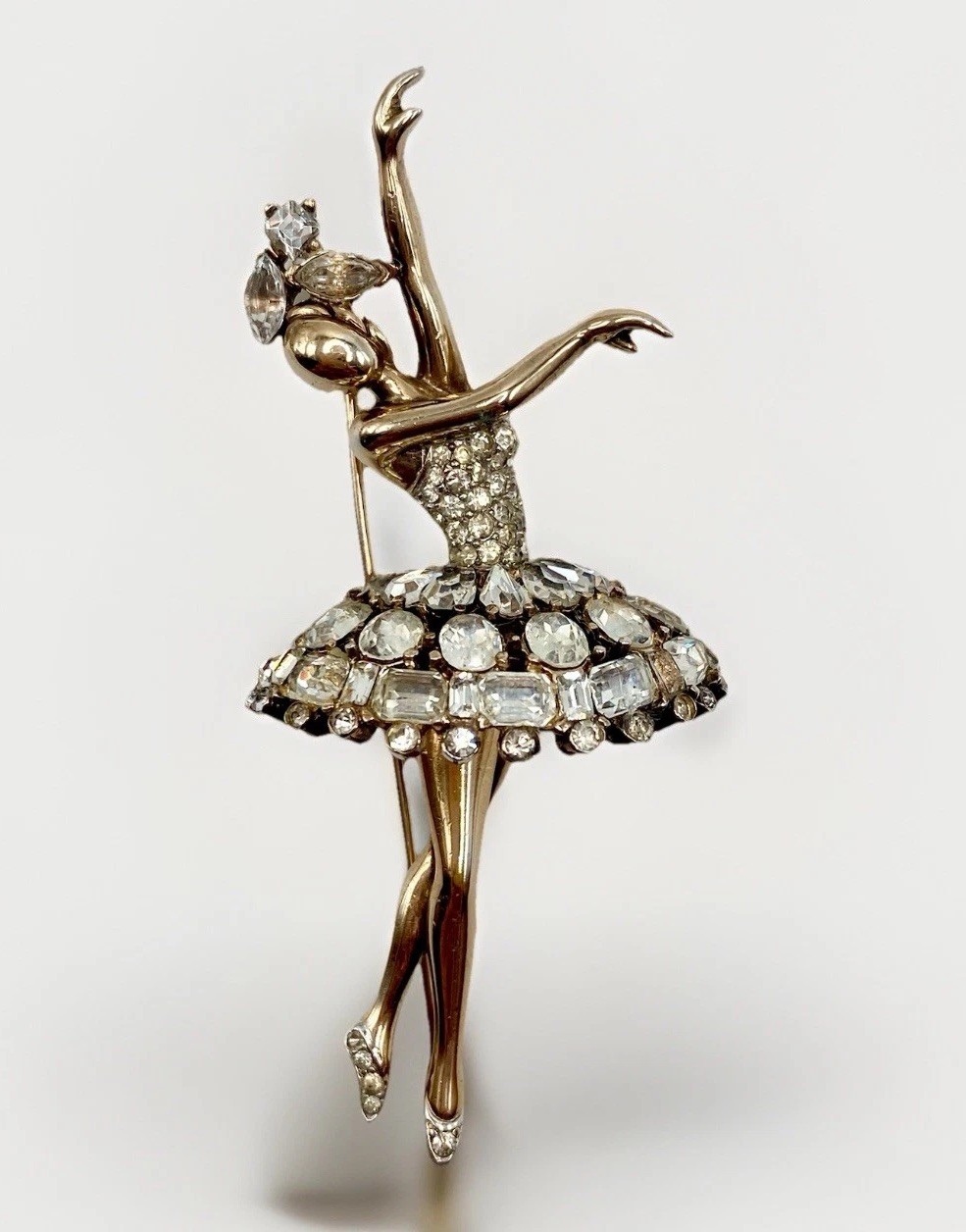 Vintage Crown Trifari Alfred Philippe Symphony Ballerina Rhinestone Brooch