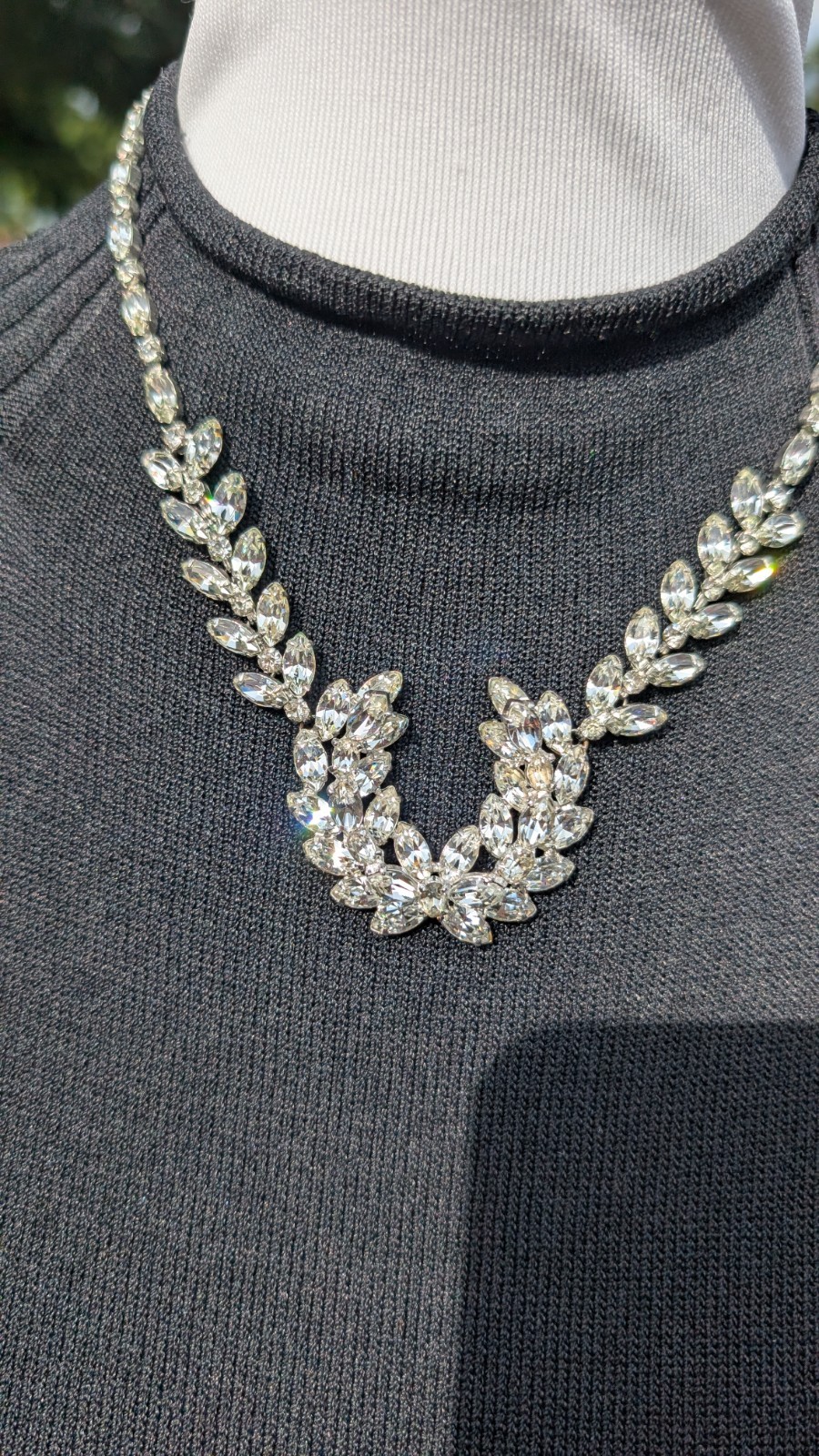 Fabulous vintage CHRISTIAN DIOR by KRAMER rhinestone adjust. statement necklace