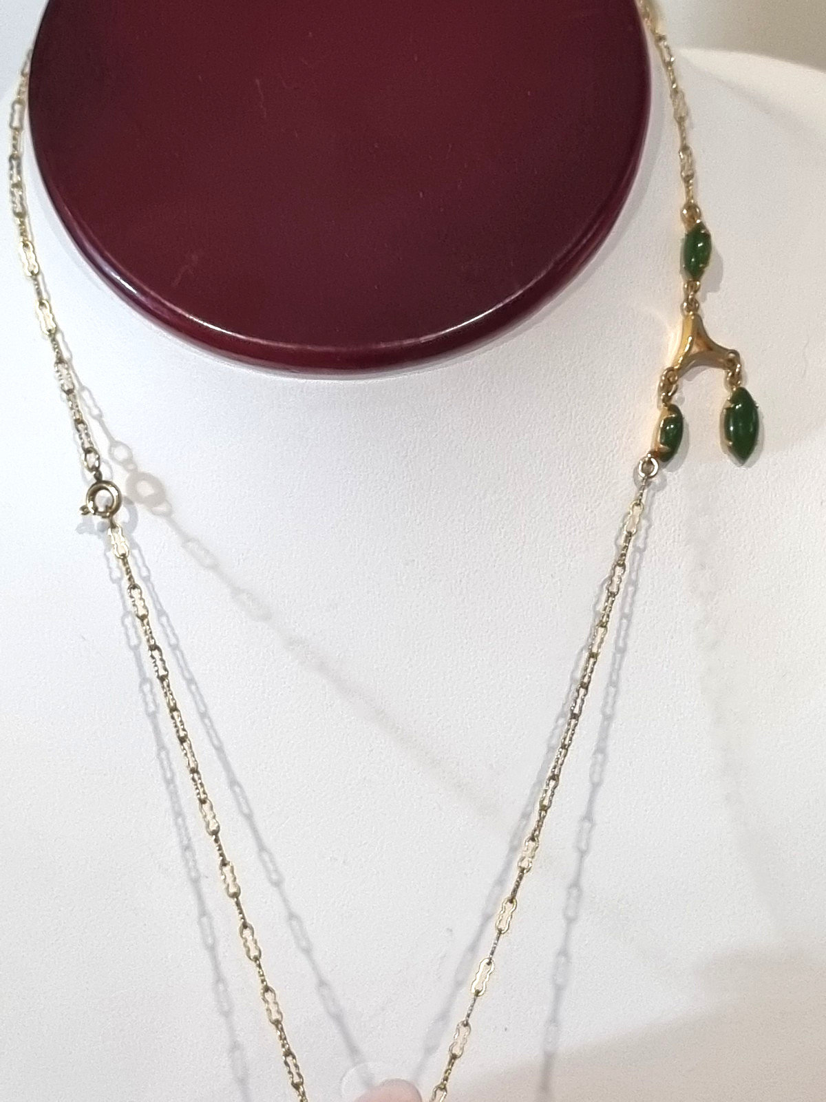 Vintage Rare Collectible c1940s -50s ART 12k gold fill Real Jade Necklace Video