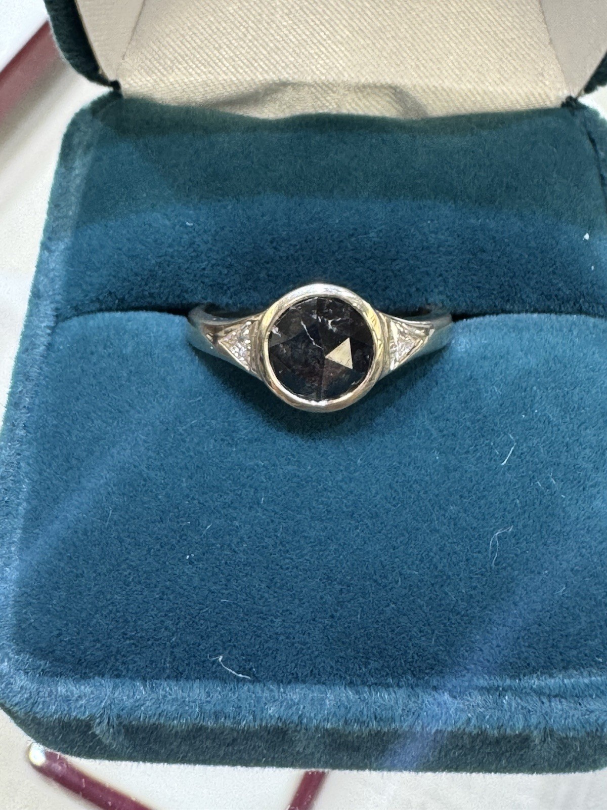 14k salt and pepper diamond ring rose cut