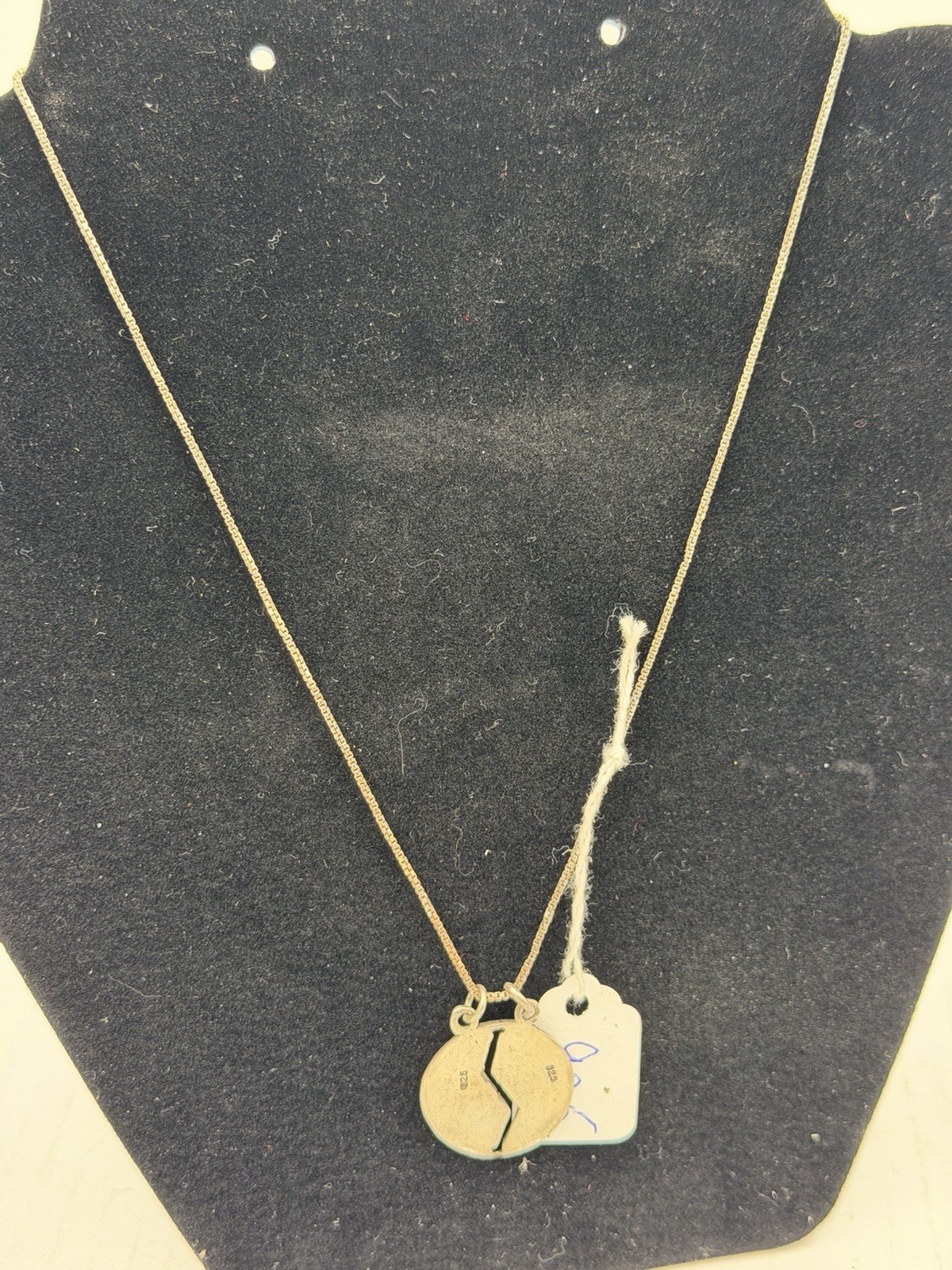 Best Friends Heartbreak Vintage 925 Sterling Silver Pendant 16” AGI Italy JB