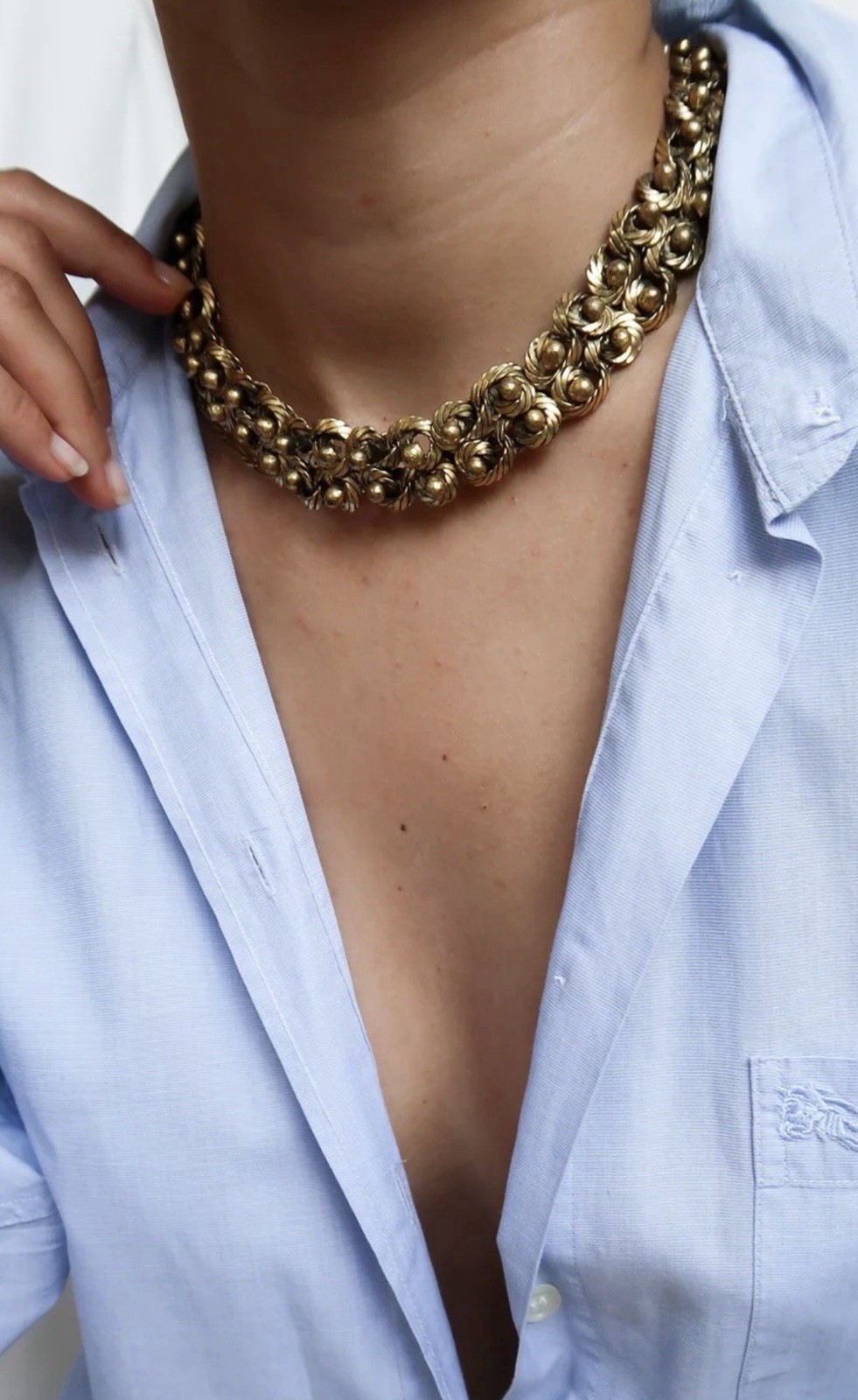 Vintage Gold Tone Twisted Rope Chain Statement Necklace Chunky 16.5”
