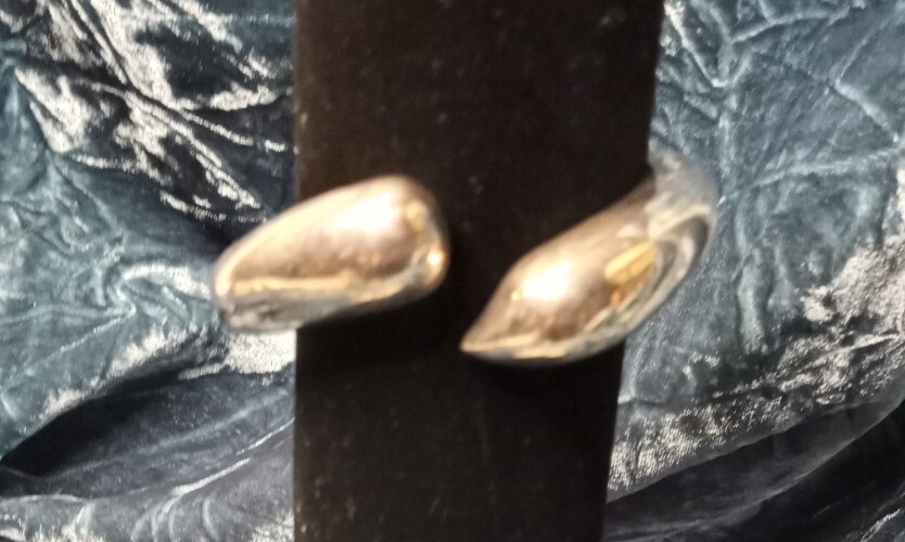 Rare Vintage Designer Hinge Cuff Bracelet Silver Metal Signed Modern Stamp