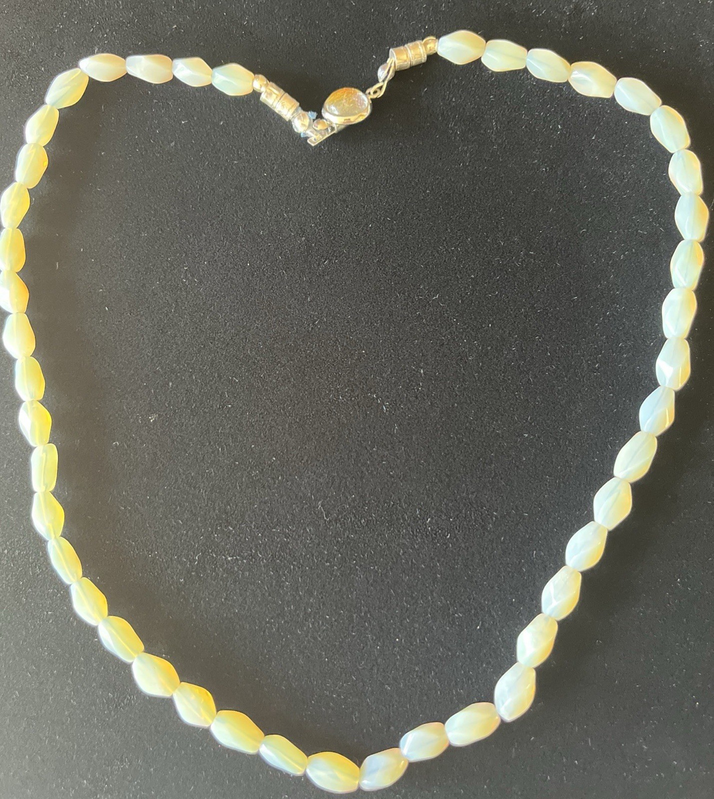 Vintage Australian Opal Bead Necklace 17” Silver Clasp Good Quality Opal Beads