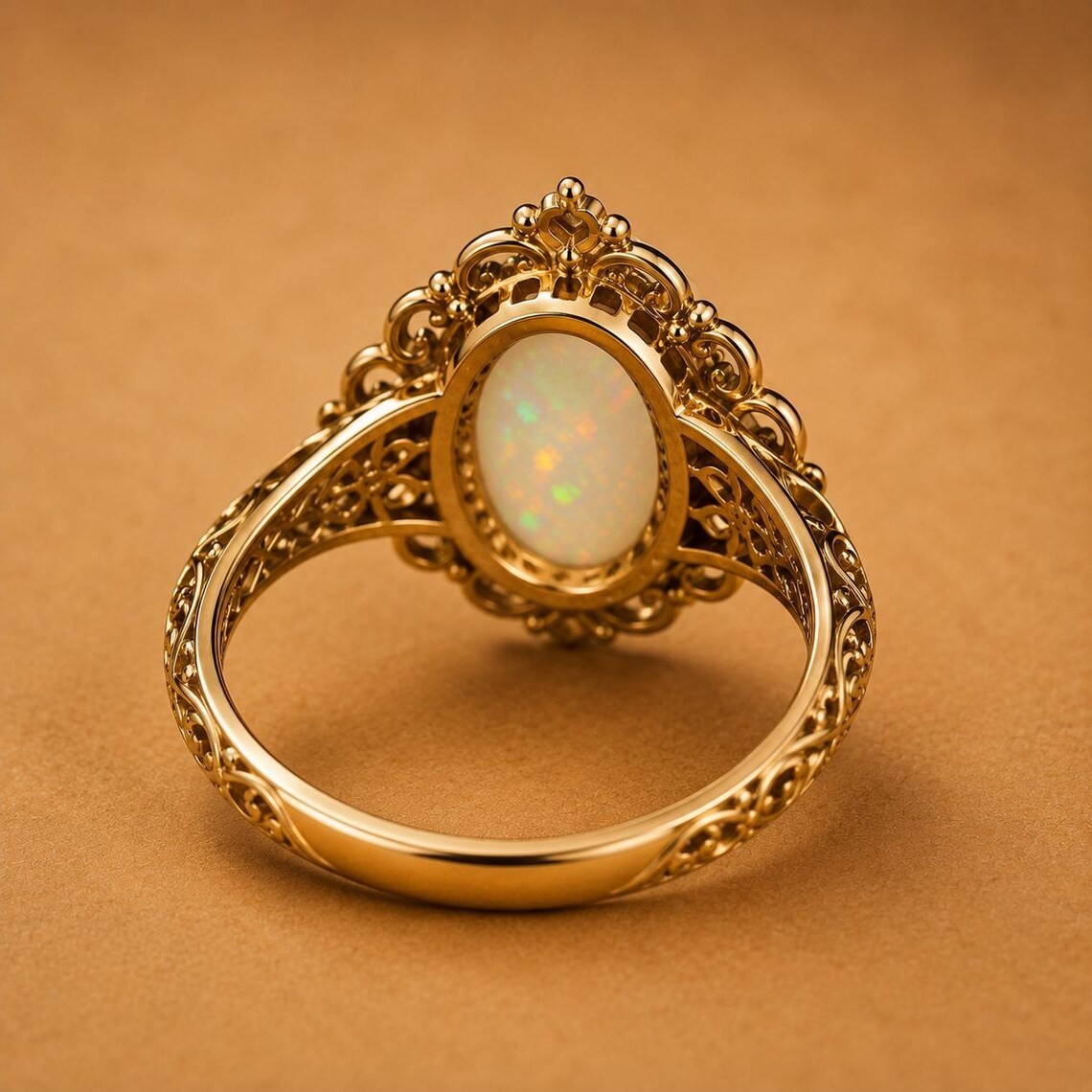Vintage Ethiopian Opal Ring 925 Sterling Silver Antique Filigree Oval Ring gift