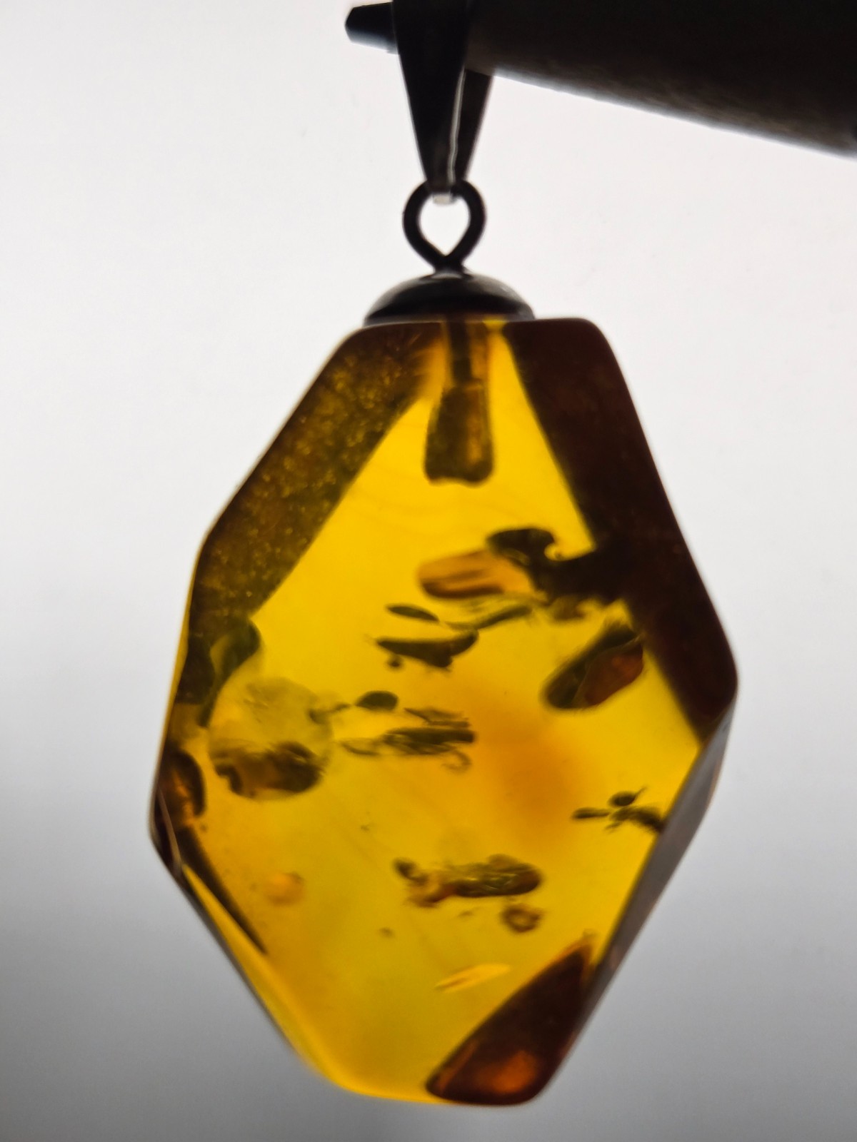 Vintage Brown Natural Amber Pendant from Latvia, Sterling Silver