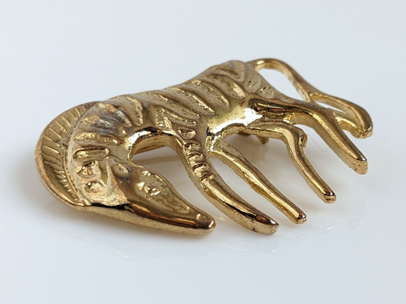 VTG Brooch Goldtoned Zebra 1.5 Inches Wide Very Good Condition