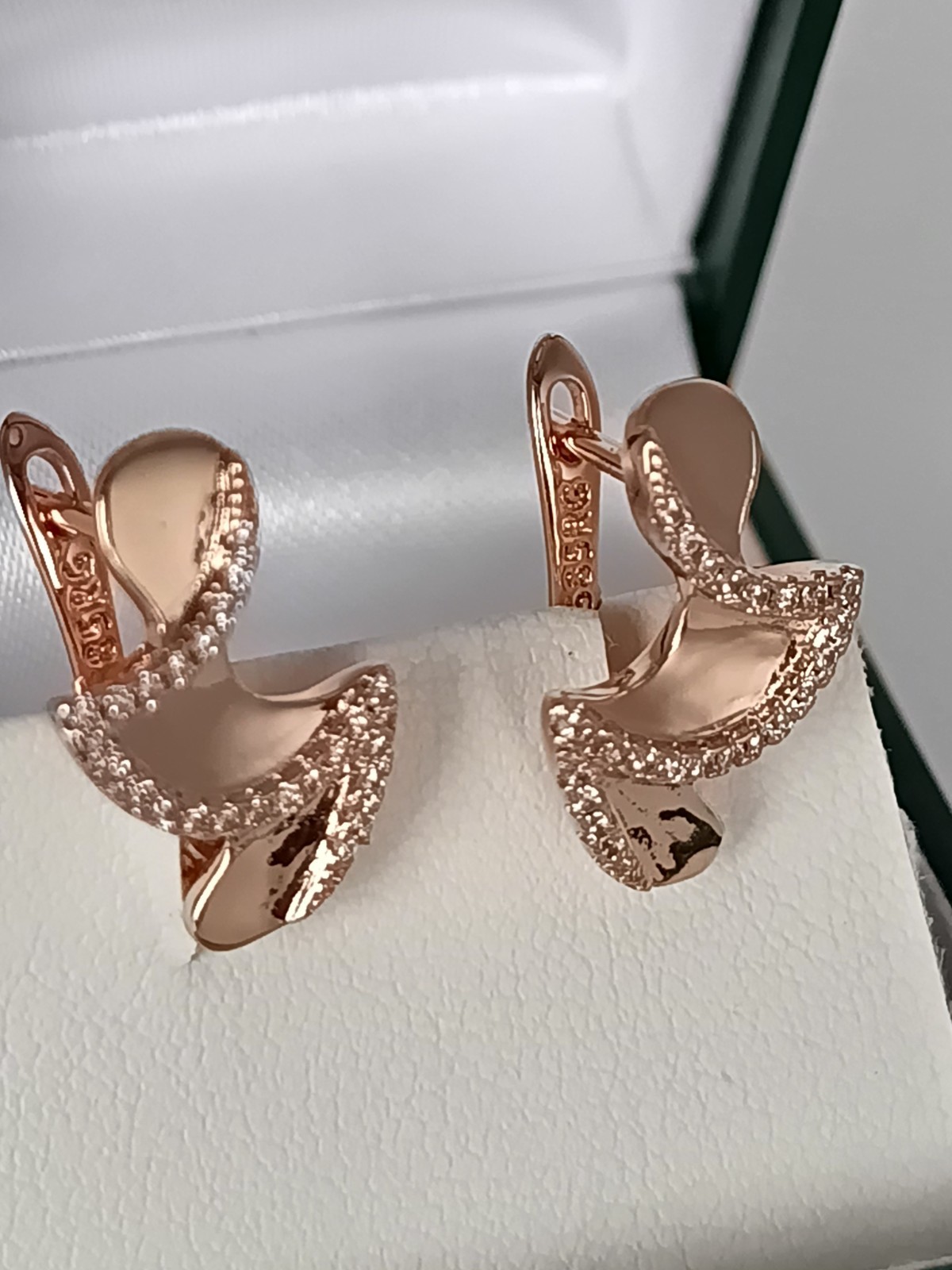 Vintage 1990-s 14 Ct Rolled Gold Zircons Earrings-Hallmarked 585 RG