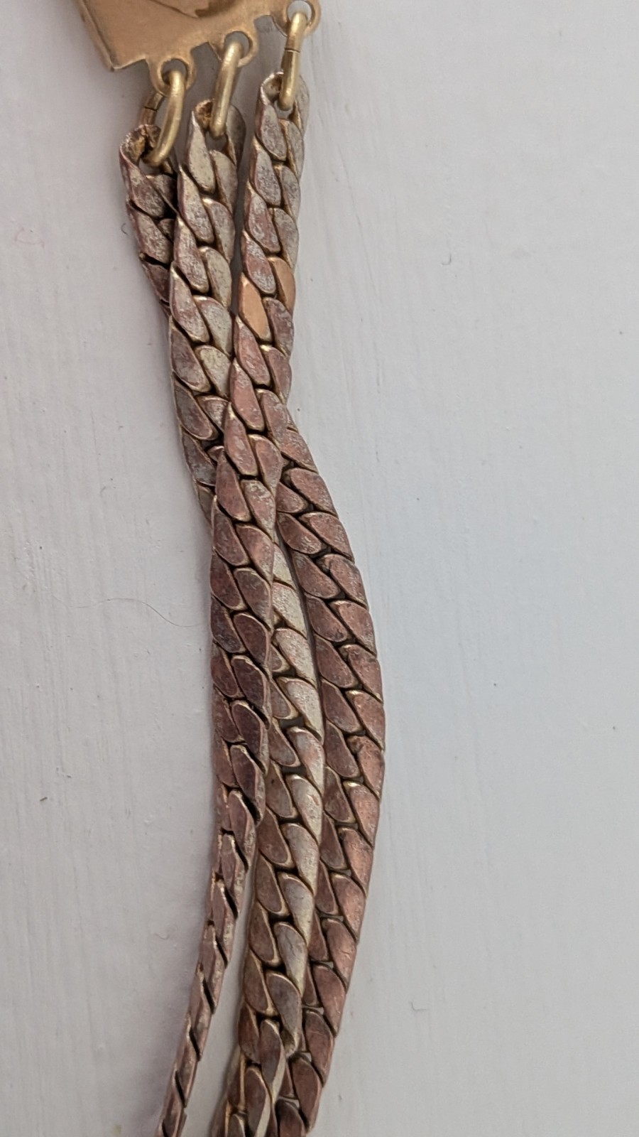 3 Strand Sepentine Snake Chain Choker Necklace With Ornate Clasp (Metal Unkown)