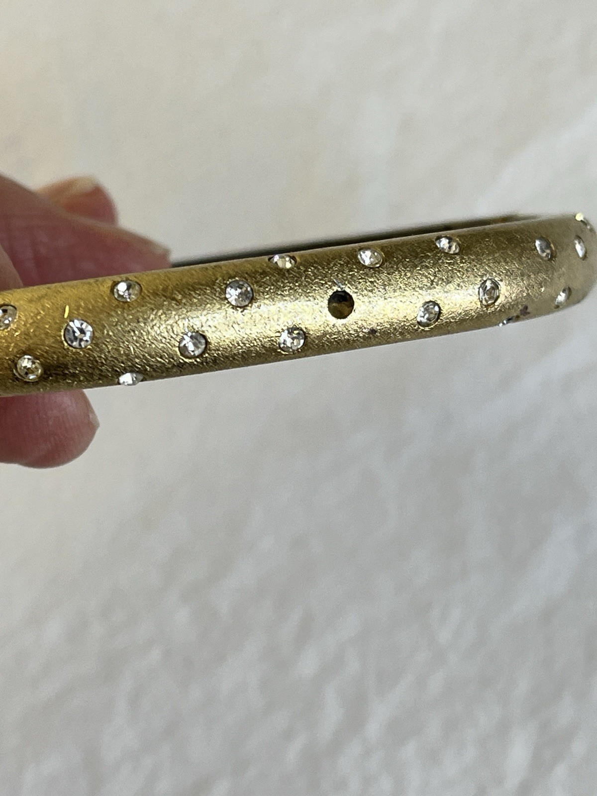 Vintage Swarovski Set Bracelet and Clip Earrings Matte Gold Tone Polka Dots