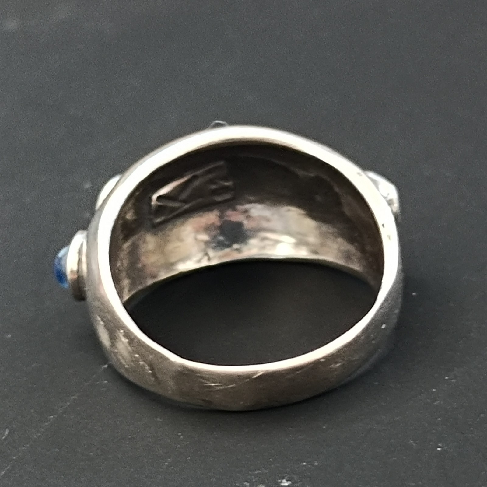 Modernist Gemstone Dome Ring Sterling Silver Cabochon Band Boho Israeli Artisan