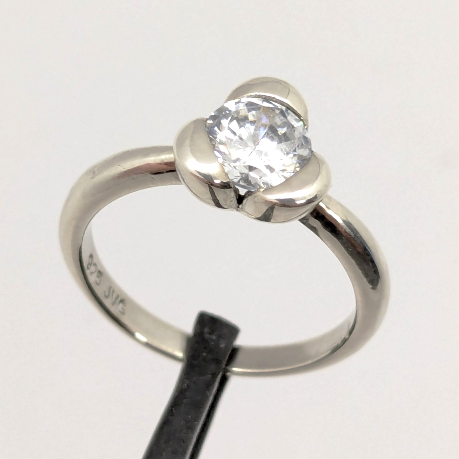 Vintage Elegant RING Silver 925 with Bright Stone -size: 6.5US (16.7mm)| UA #126