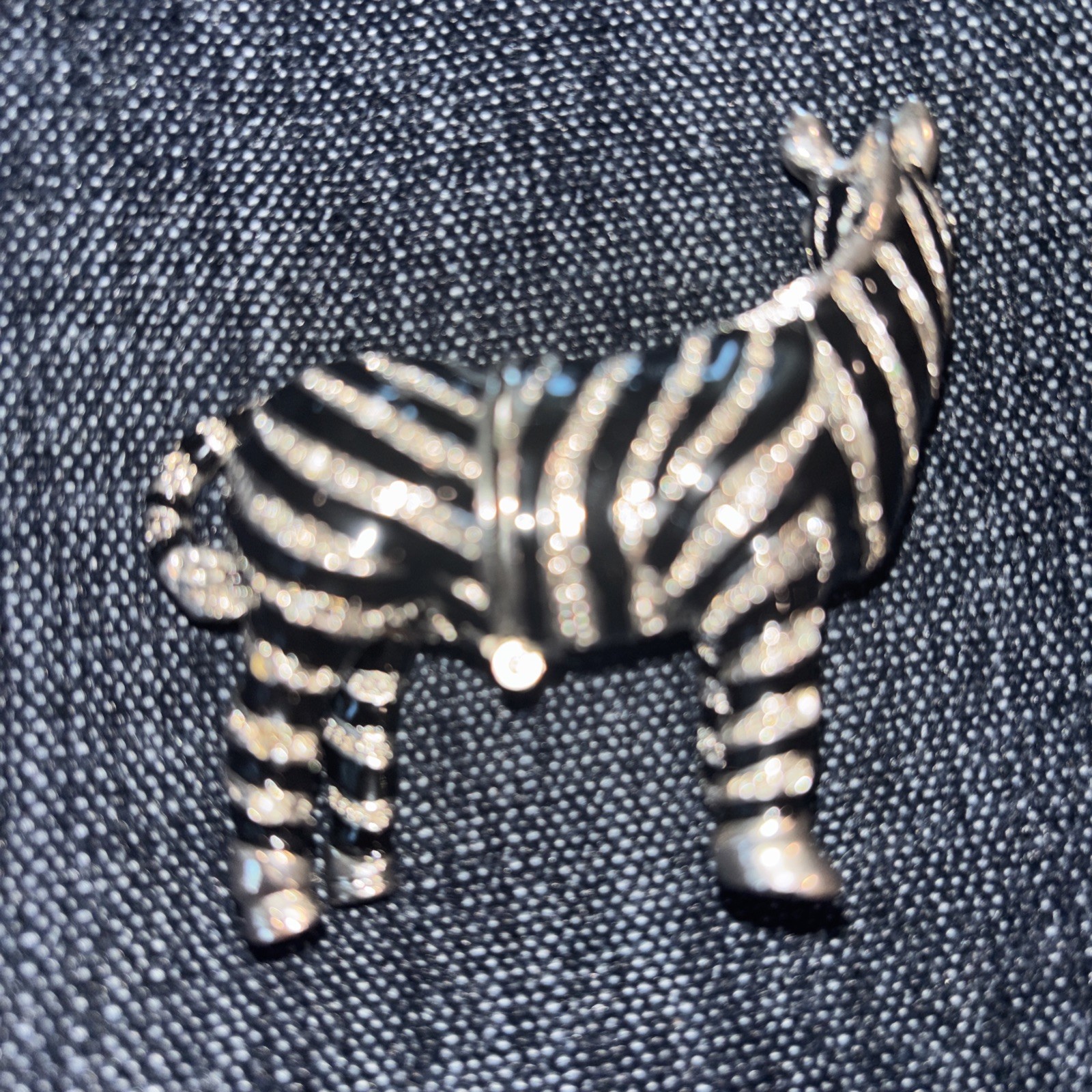 Vintage Zebra Figure Black Enamel Stripes 2.5″ Trinket Box