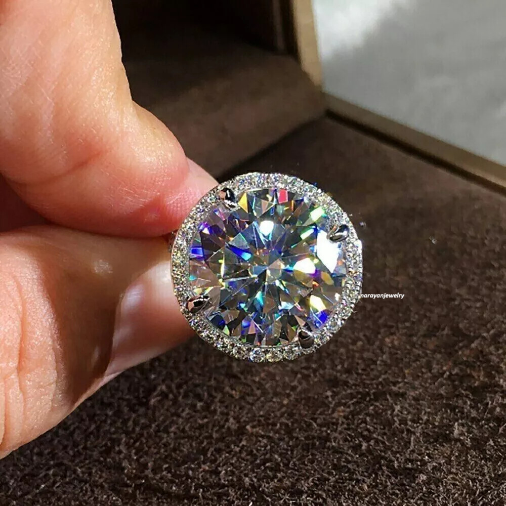 6Ct Round Cut Lab Created Diamond Halo Engagement Ring In 14K White Gold Ring