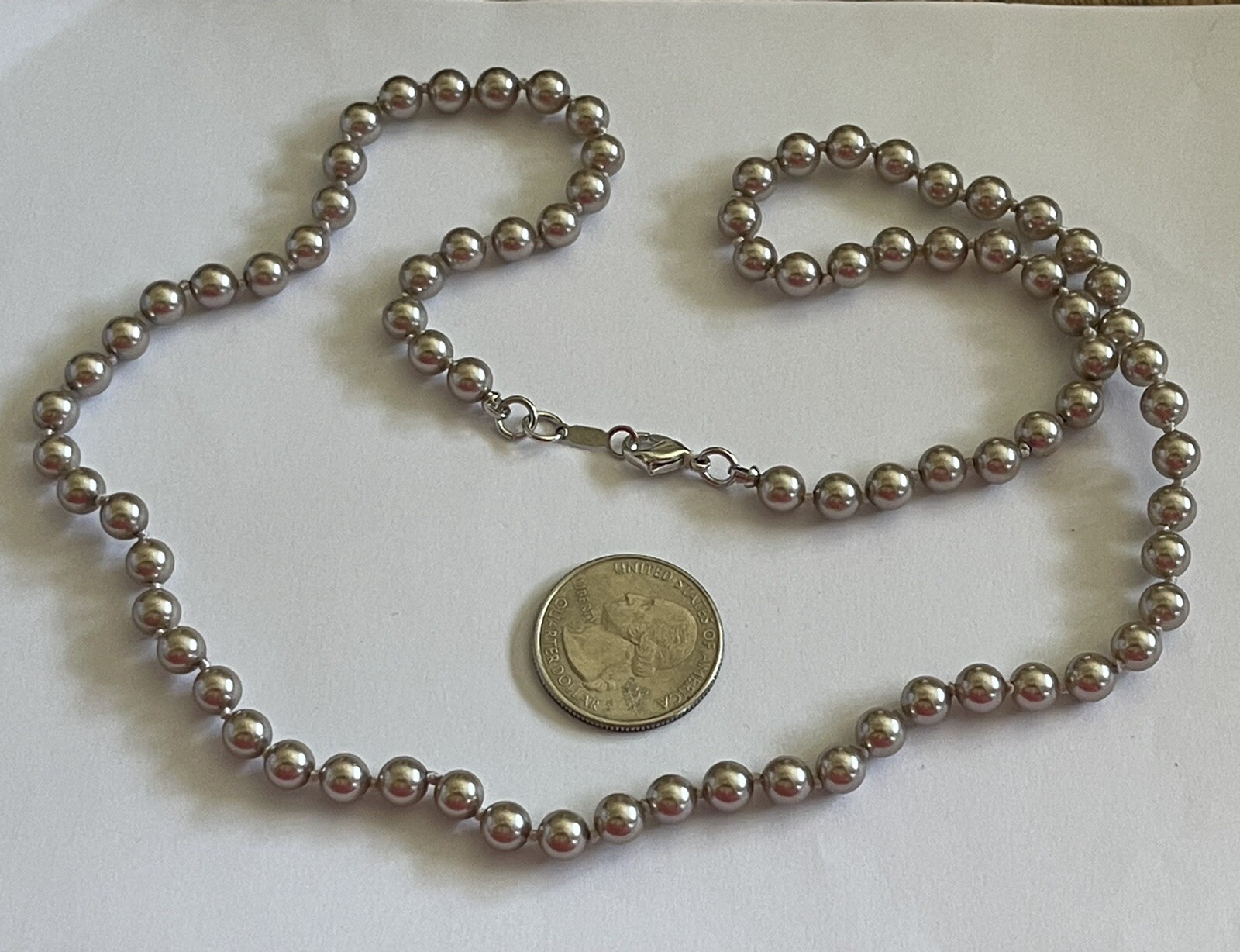 Vintage Pastel Lilac 5mm Pearl Bead Strand Necklace 24”