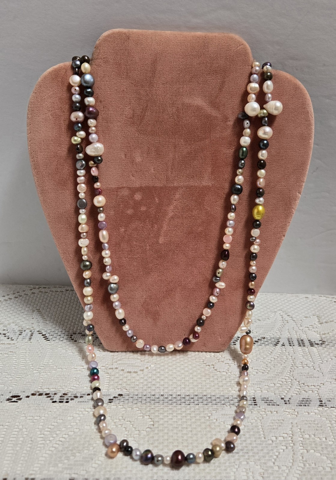 Multi Color Freshwater Pearl Extra Long Cluster Necklace