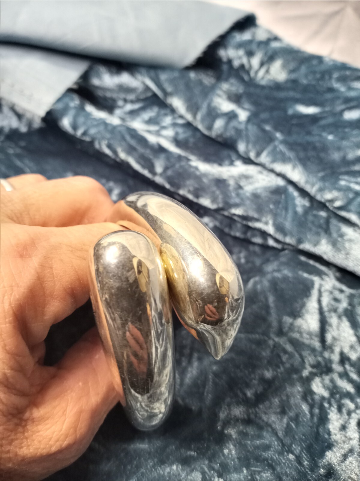 Rare Vintage Designer Hinge Cuff Bracelet Silver Metal Signed Modern Stamp