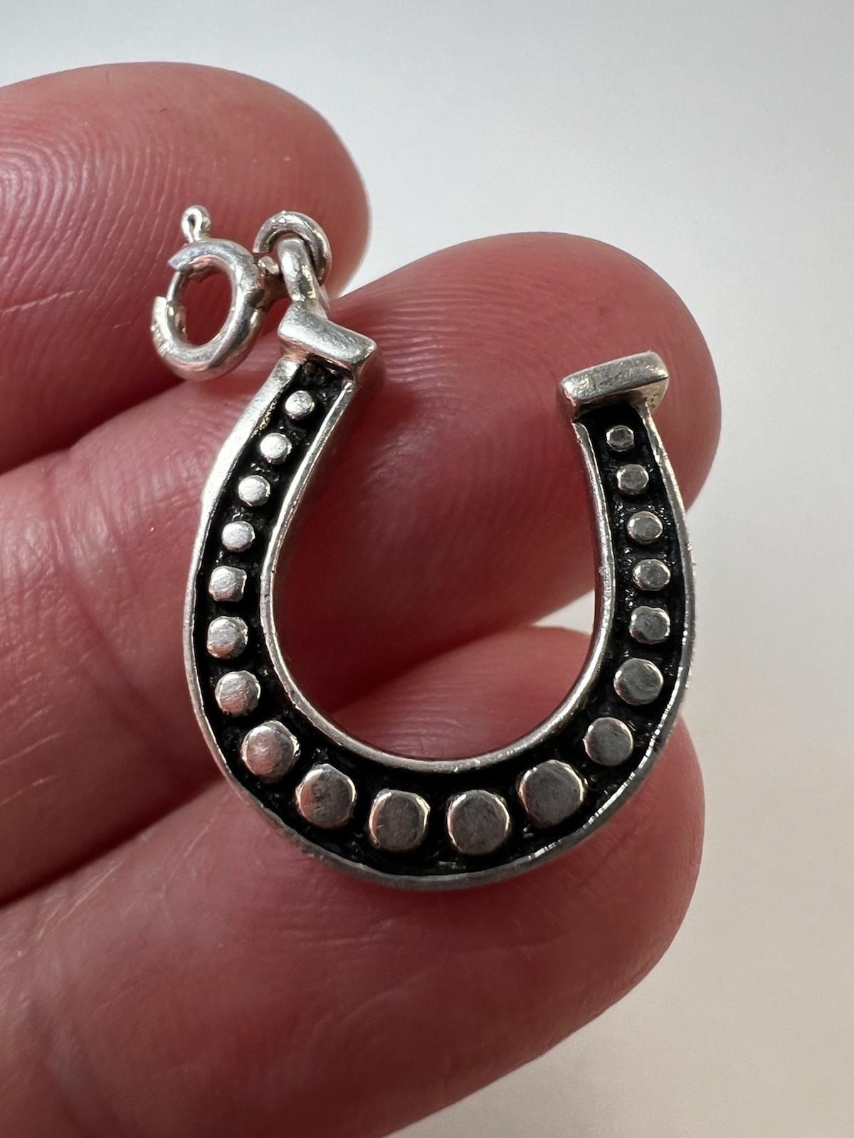 Vintage 925 Sterling Silver Horseshoe Charm Good Luck Charm Lobster Claw