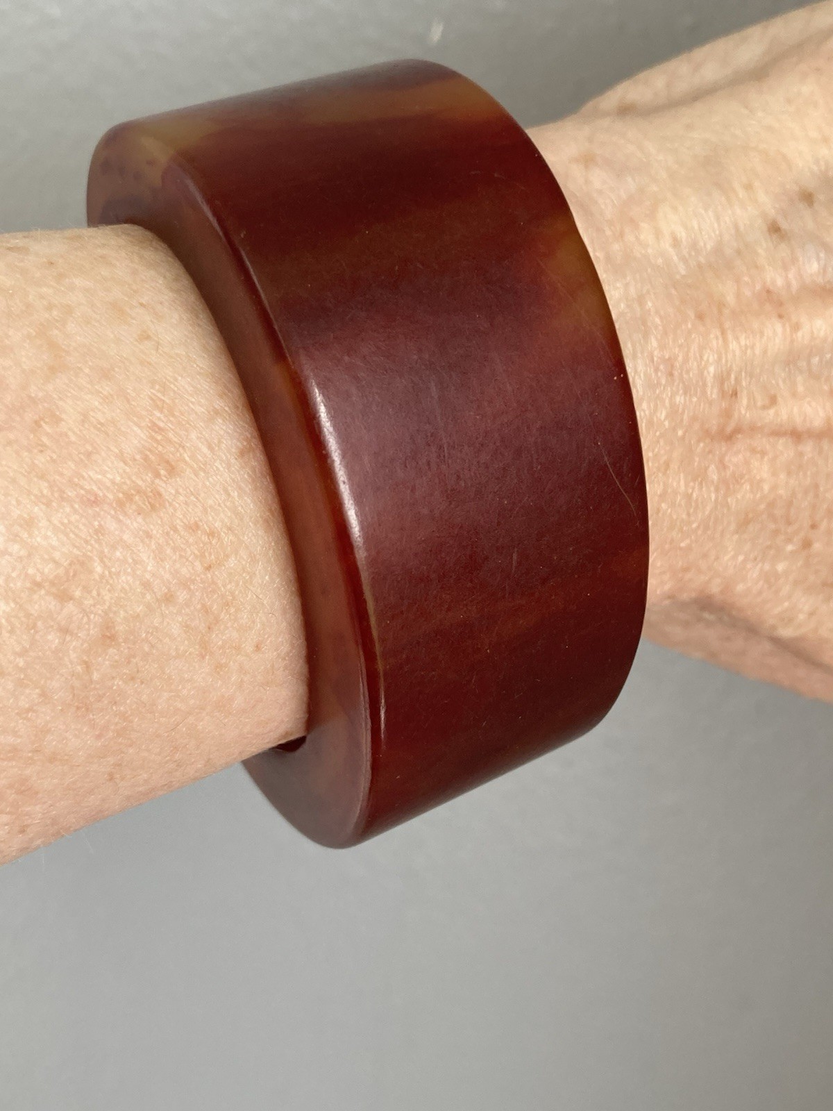 Vintage Awesome Bracelet Cuff Resin Reddish-Orange SMALL