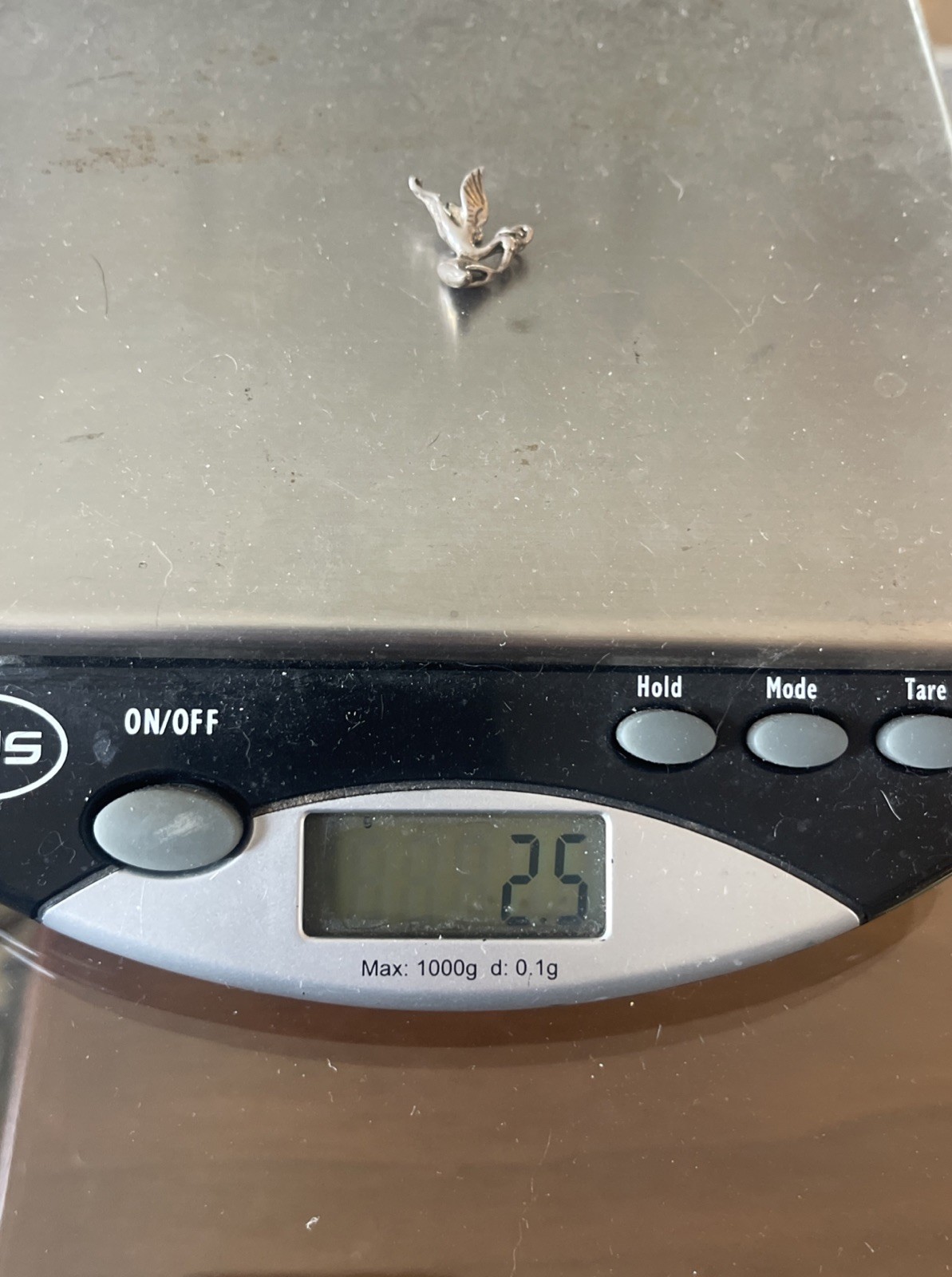 Vintage Sterling Silver Stork Carrying Baby Charm Pendant 2.9g 925 .75 Inch