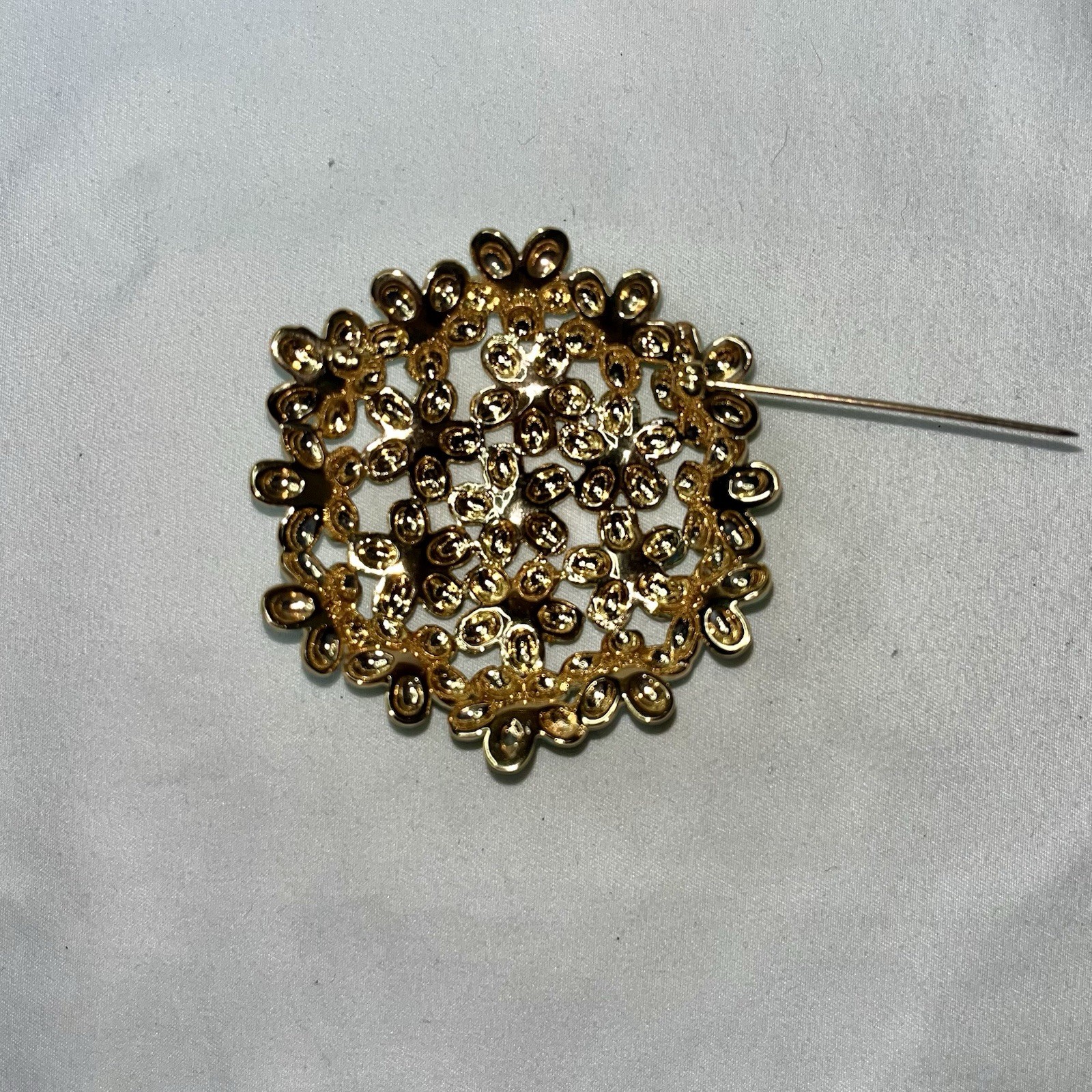 Vintage Mint Green Enamel And Rhinestone Flower Cluster Brooch 1960s