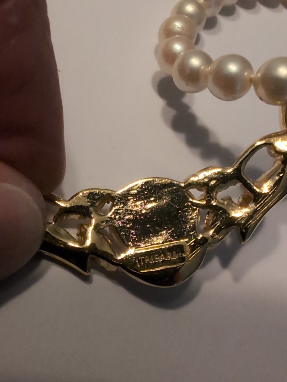 Vintage Trifari Clear Rhinestone Pearl Necklace