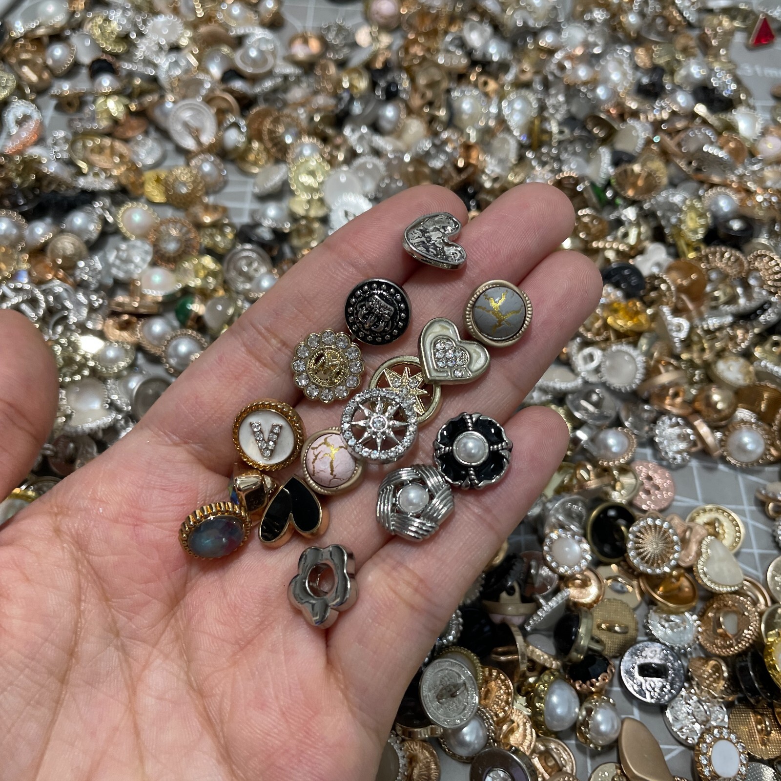 2nd Half /50p Vintage-now Costume Jewelry makeing Lots button Read Description