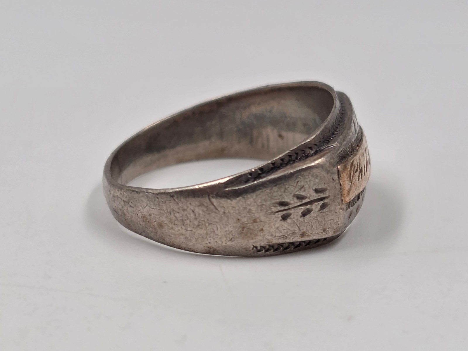 WW2 WWII Military Men’s Sterling Silver Philippines 1942? Signet Ring Size 8.5