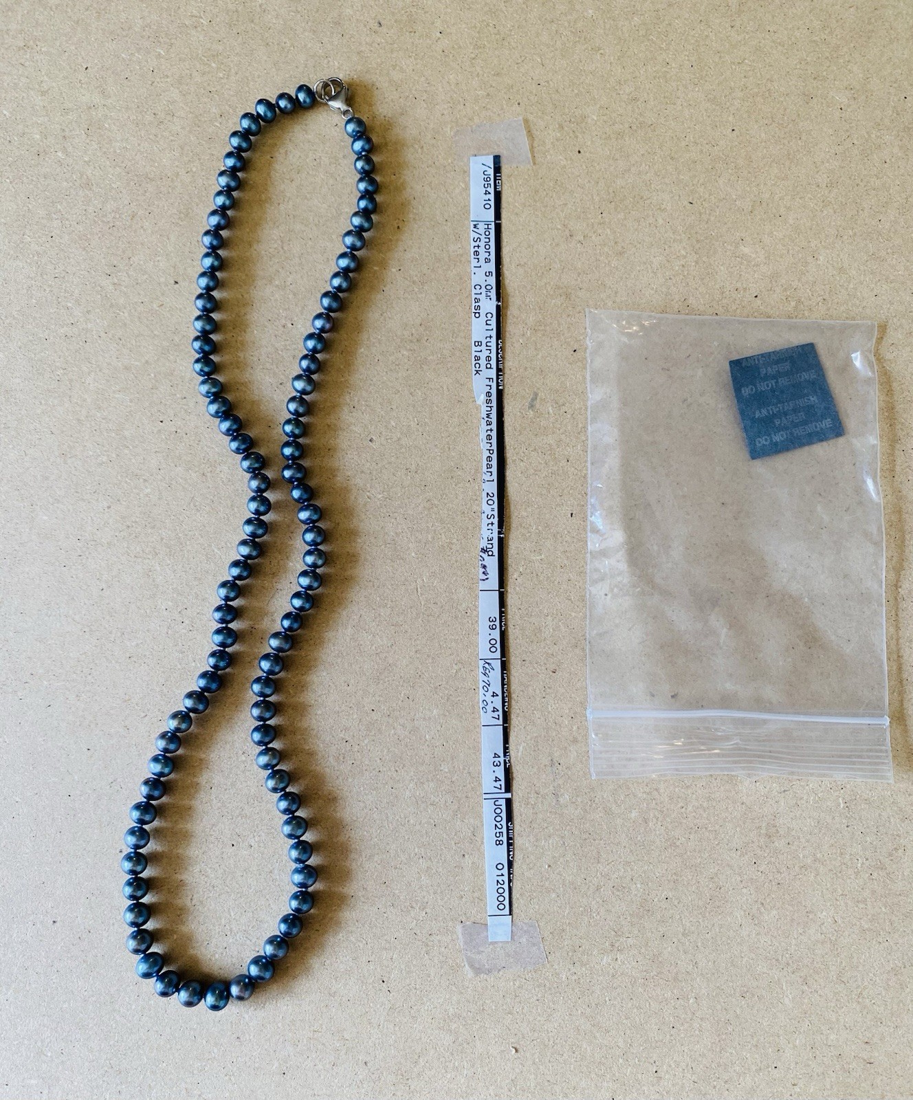 Honora 5mm 20” Long Black Iridescent Freshwater Pearl Necklace Blue/Green Beauty