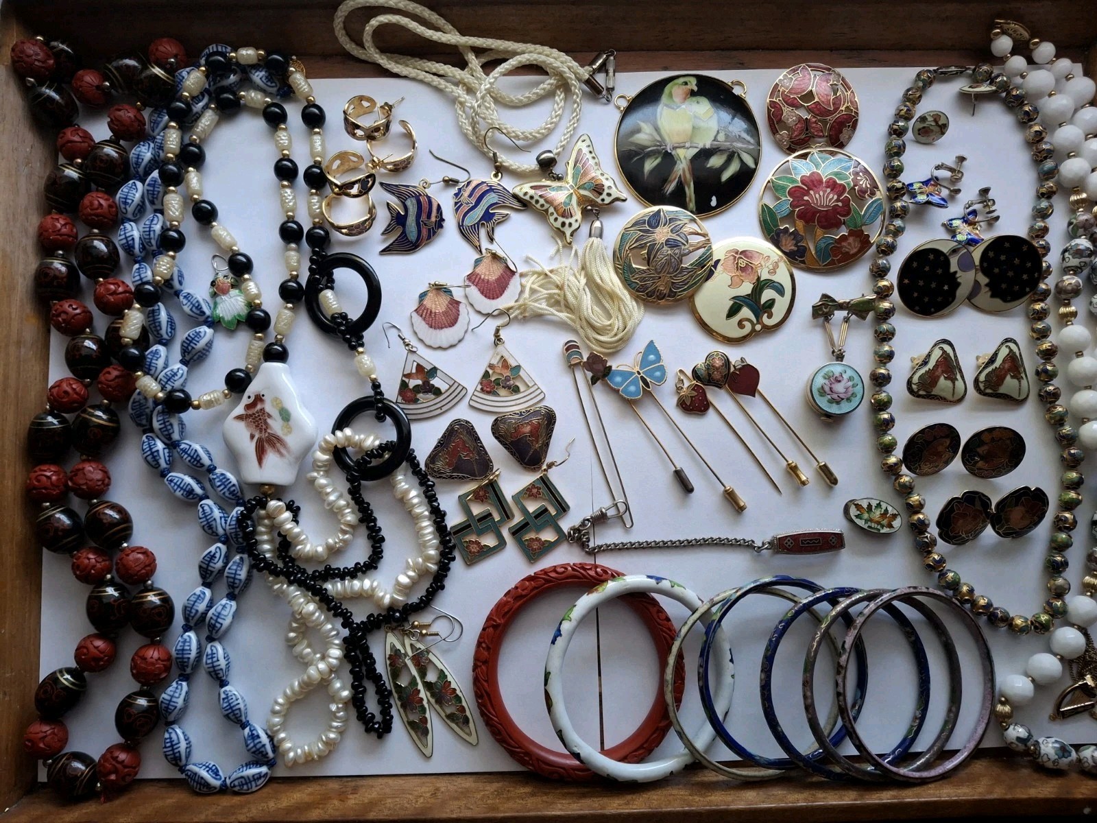 Vintage Cloisonne Jewelry 44 Mixed Jewelry Earrings Necklaces Braclets & More