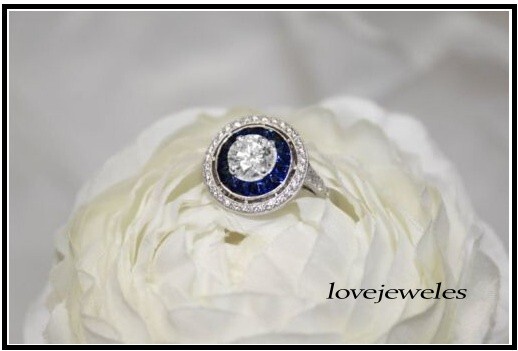 Vintage Art Deco 1.71CT Round Cut Lab-Created Diamond Ring 14K White Gold Finish