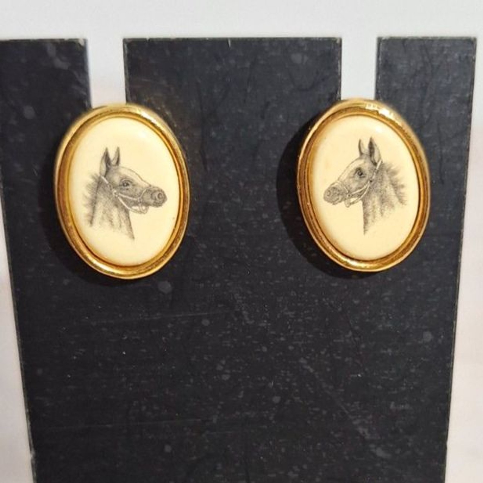 Barlow Vintage Horse Themed Stud Back Pierced Earrings Equestrian Gift For Her