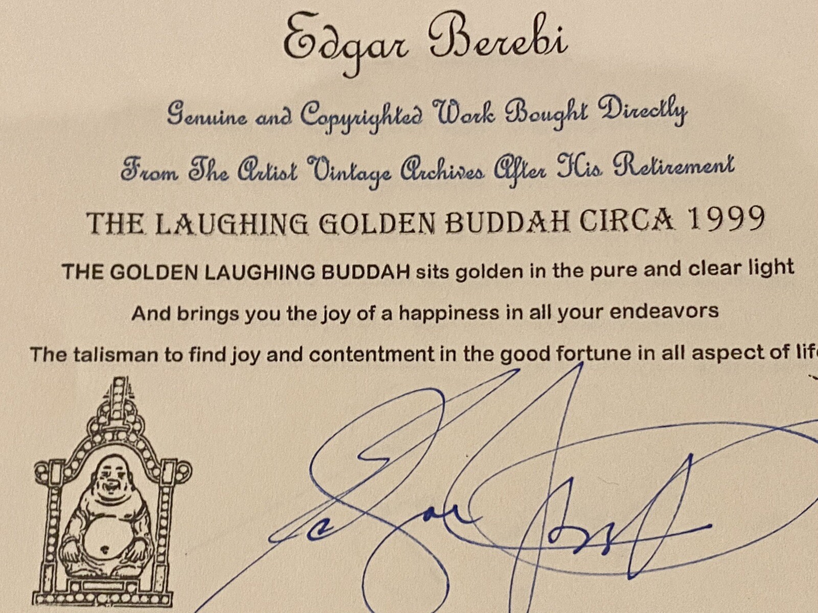 I Am Edgar Berebi My Vintage Golden Laughing Buddha Pendant Never Worn