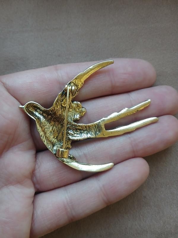 New Collection Dold And Gray Antique Bronze Bird Brooch