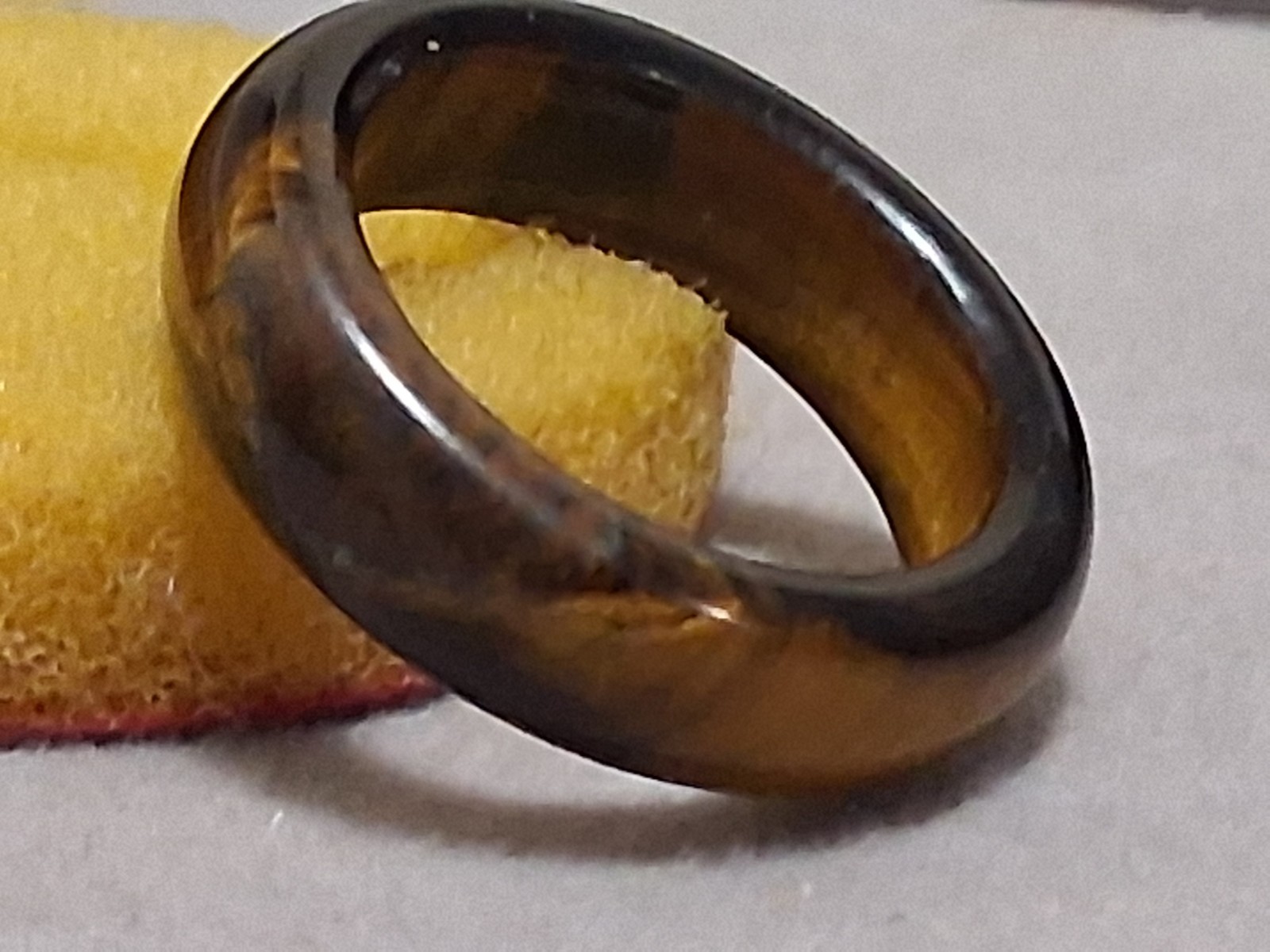 Tiger’s eye polished band, solid gemstone ring. Unisex size 6.5
