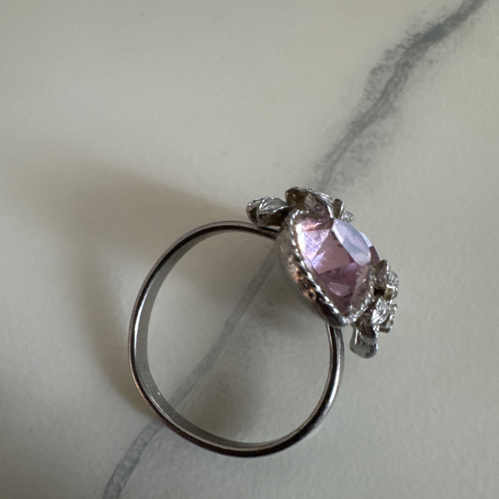 1972 Sarah Coventry Love Story Light Pink Silver Tone Heart Adjustable