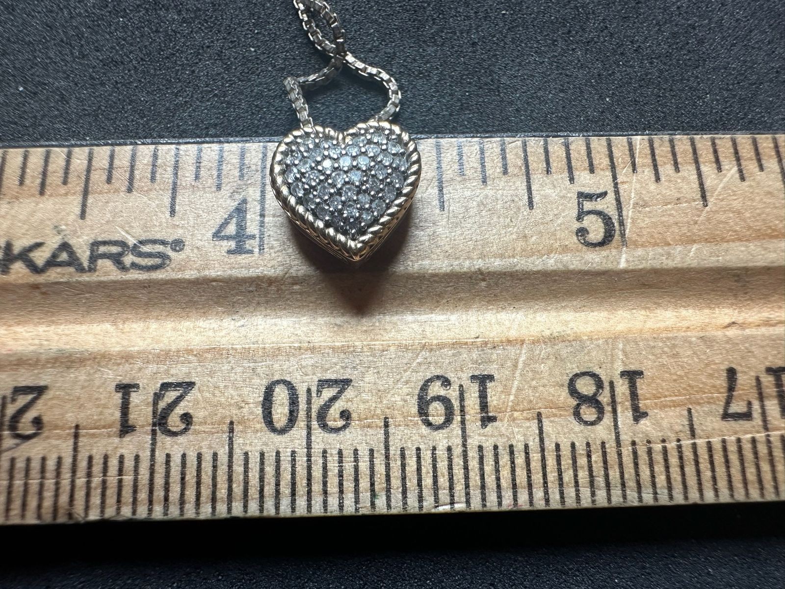 3.47g Vintage Sterling Silver 925 Heart Pave Sparkle Necklace 18 in M