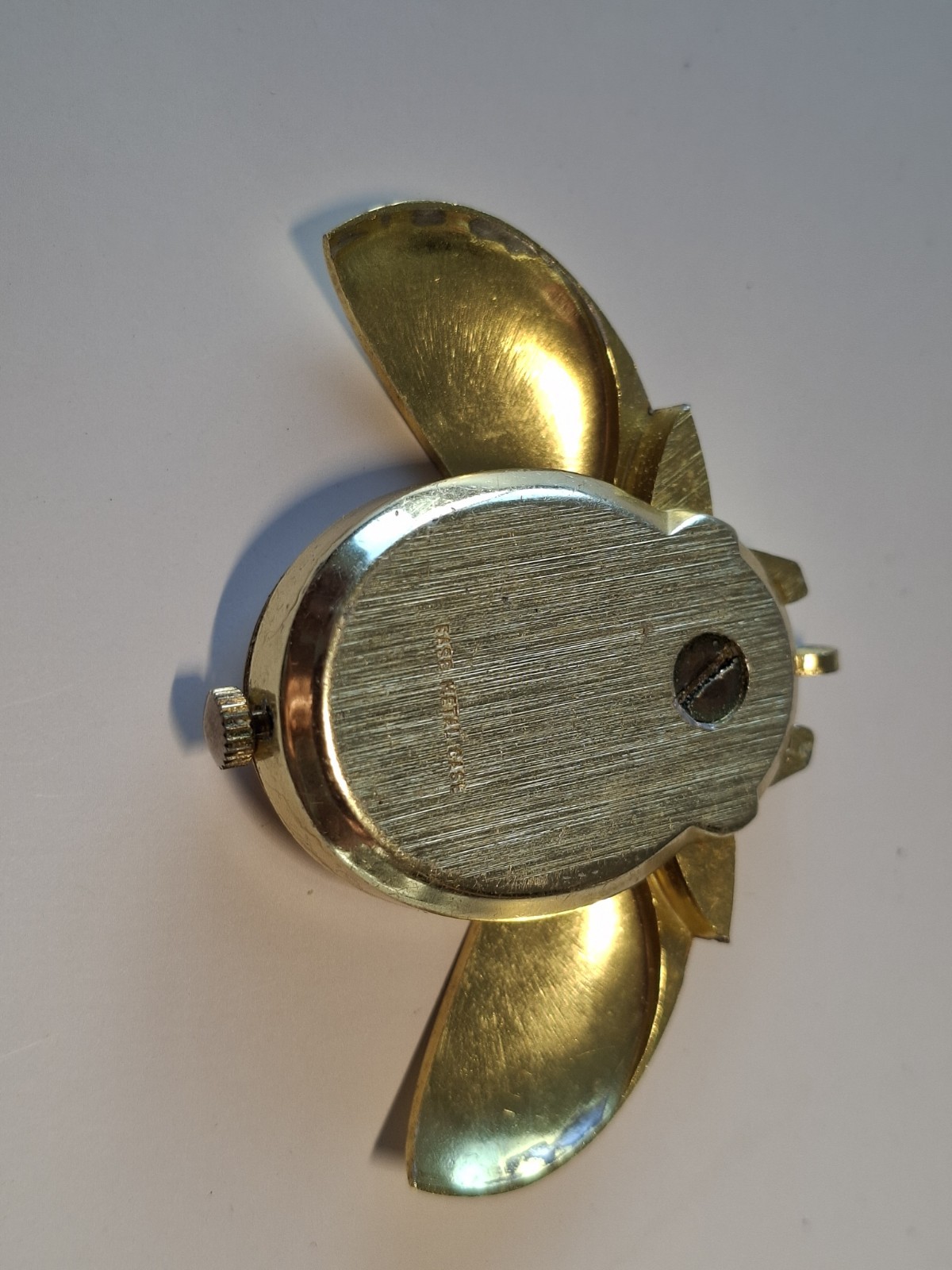 Vintage watch pendant, gold tone, Ladybug, Cycle