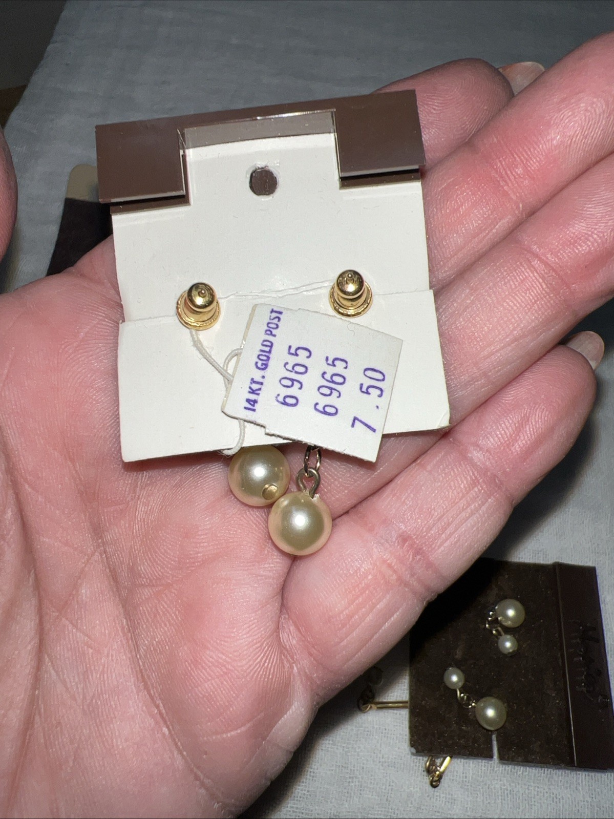 VTG NOS Napier Faux Pearl Jewelry Set Necklace Bracelet Pierced Earrings NWT
