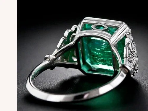 3.5Ct Art Deco Style Lab Created Emerald Engagement Anniversary 925 Silver Ring