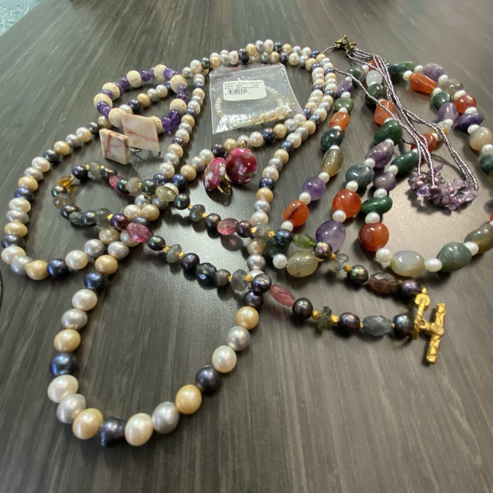 Gemstone Necklace & Bracelet Lot – Semi Precious Gem Jewelry – Amethyst & More